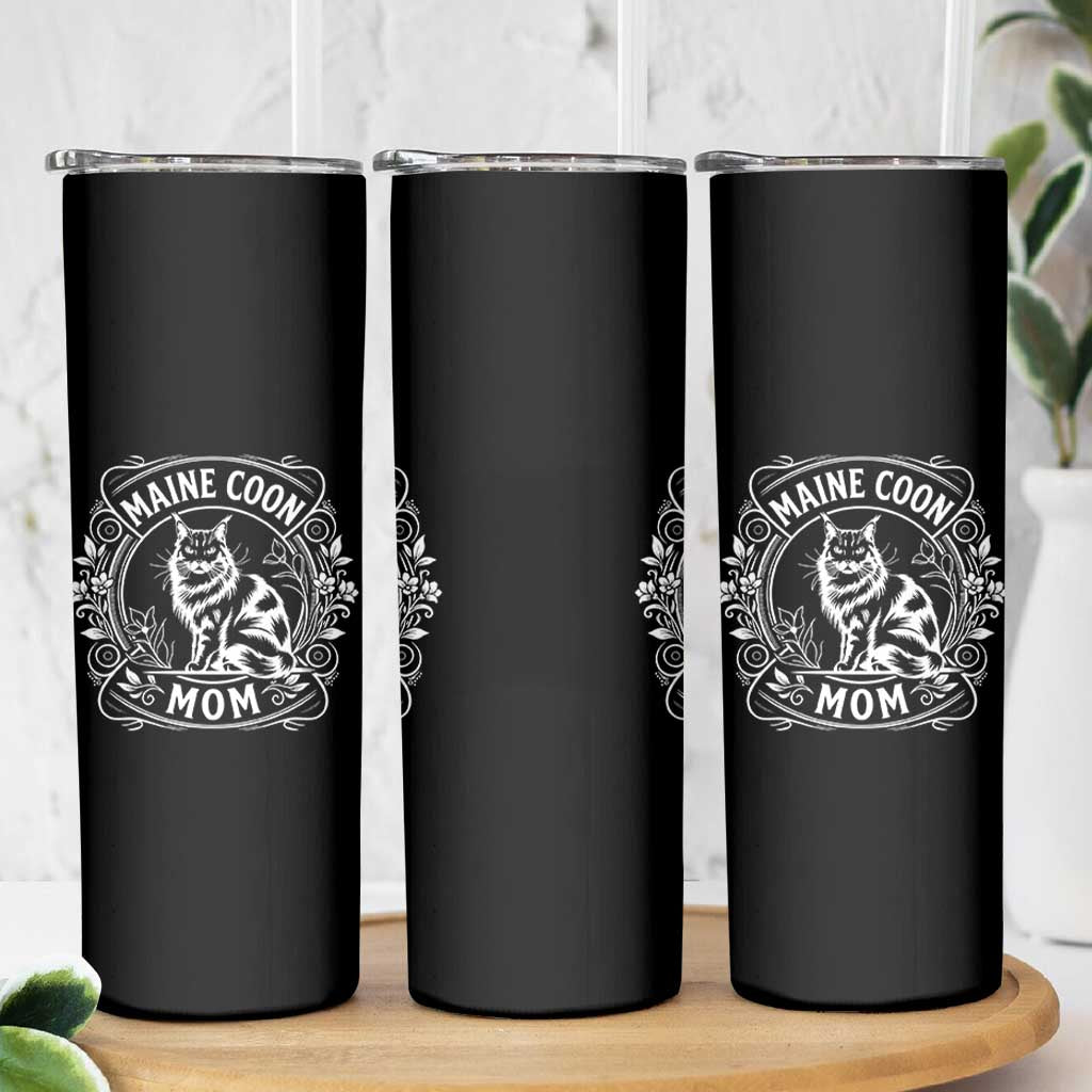 Vintage Floral Maine Coon Skinny Tumbler Mothers Day Cat Mom Gift