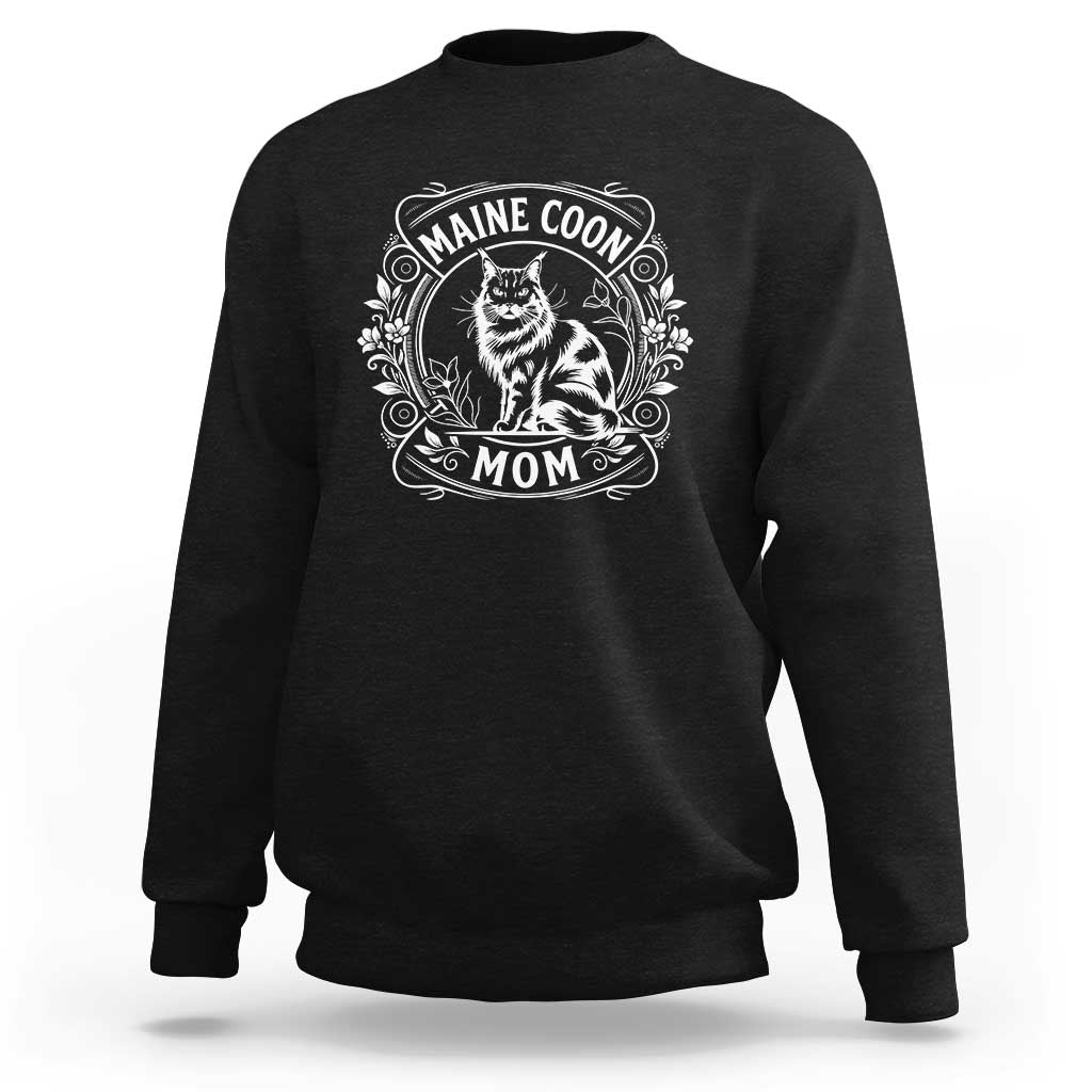 Vintage Floral Maine Coon Sweatshirt Mothers Day Cat Mom Gift