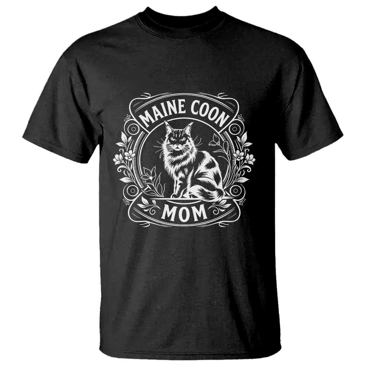 Vintage Floral Maine Coon T Shirt Mothers Day Cat Mom Gift
