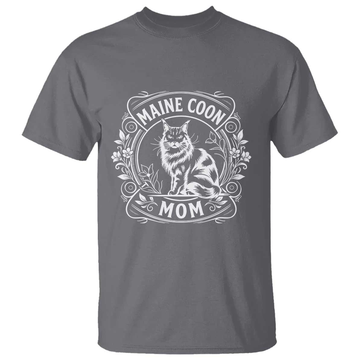 Vintage Floral Maine Coon T Shirt Mothers Day Cat Mom Gift