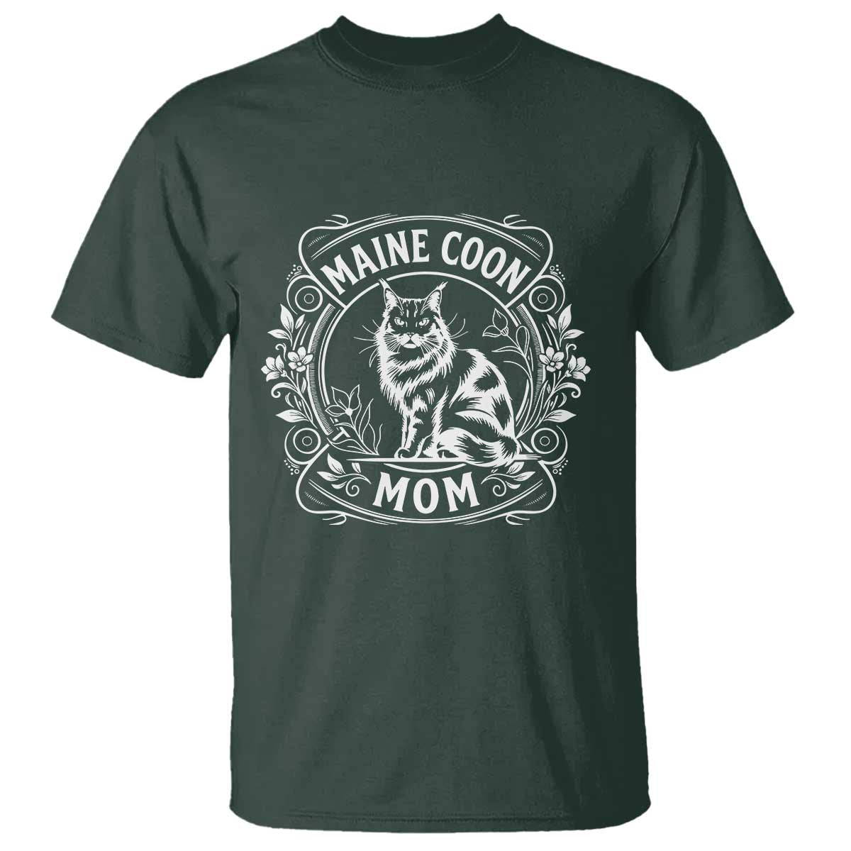 Vintage Floral Maine Coon T Shirt Mothers Day Cat Mom Gift