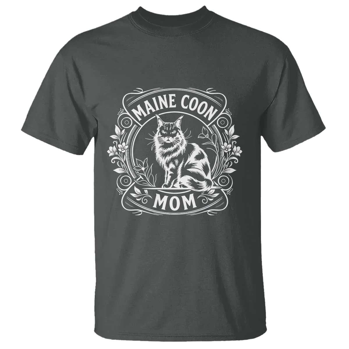 Vintage Floral Maine Coon T Shirt Mothers Day Cat Mom Gift