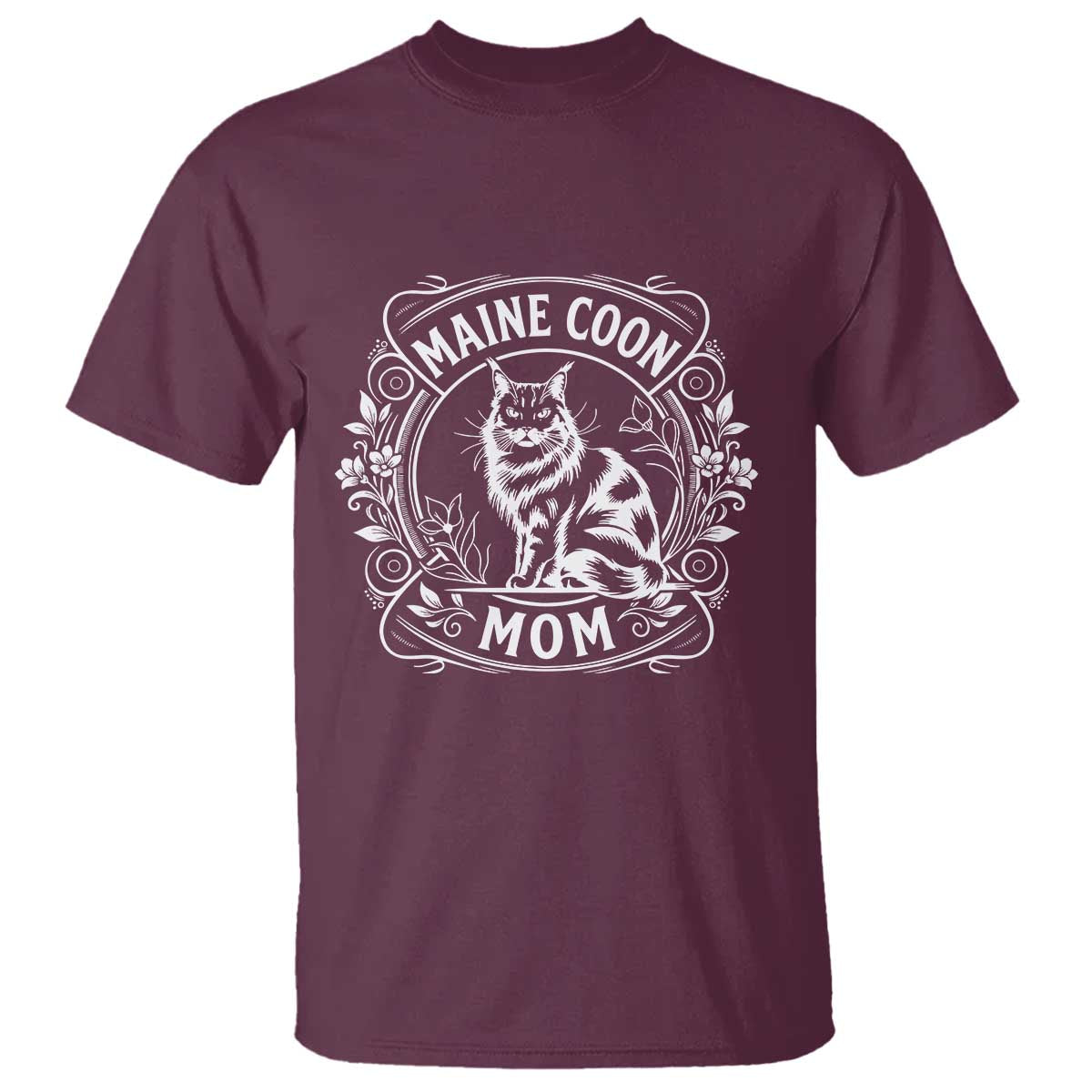 Vintage Floral Maine Coon T Shirt Mothers Day Cat Mom Gift