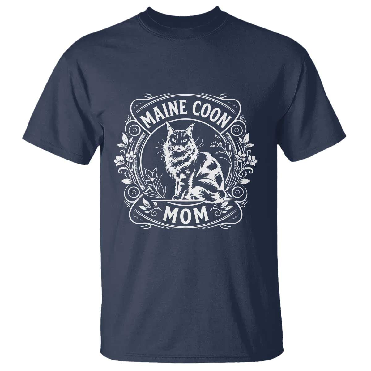 Vintage Floral Maine Coon T Shirt Mothers Day Cat Mom Gift