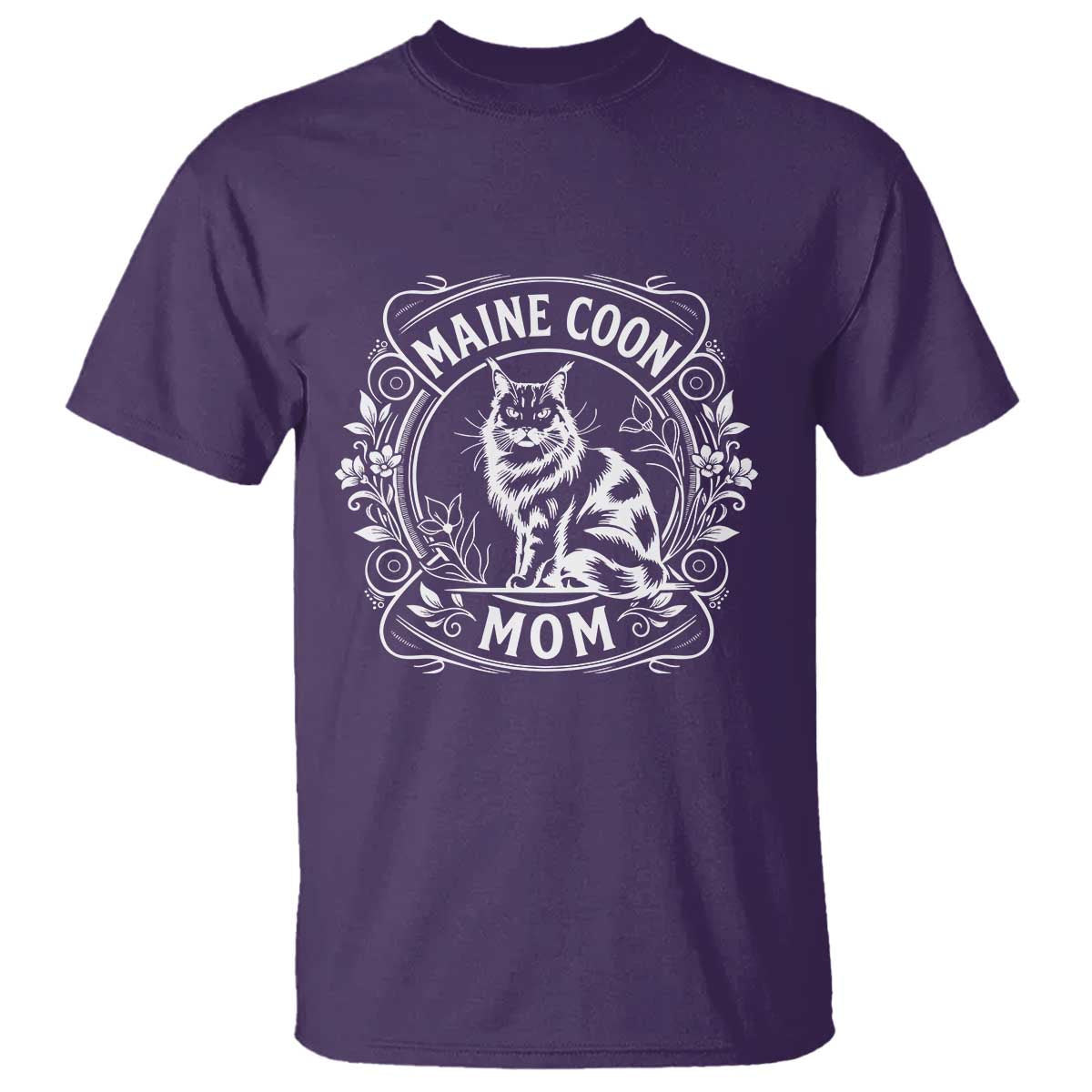 Vintage Floral Maine Coon T Shirt Mothers Day Cat Mom Gift