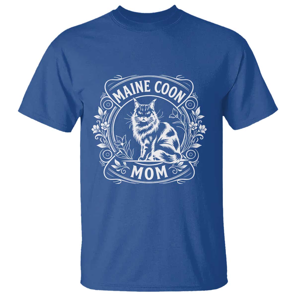 Vintage Floral Maine Coon T Shirt Mothers Day Cat Mom Gift