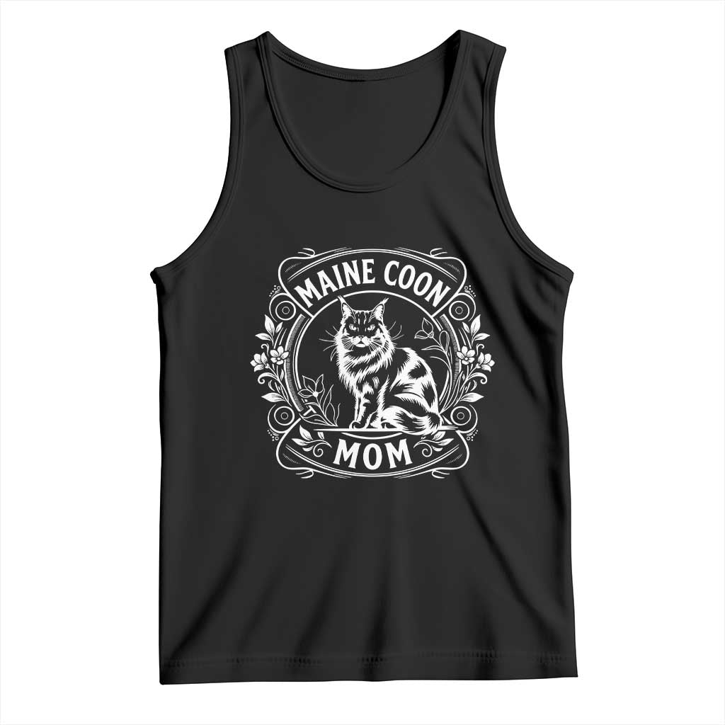 Vintage Floral Maine Coon Tank Top Mothers Day Cat Mom Gift