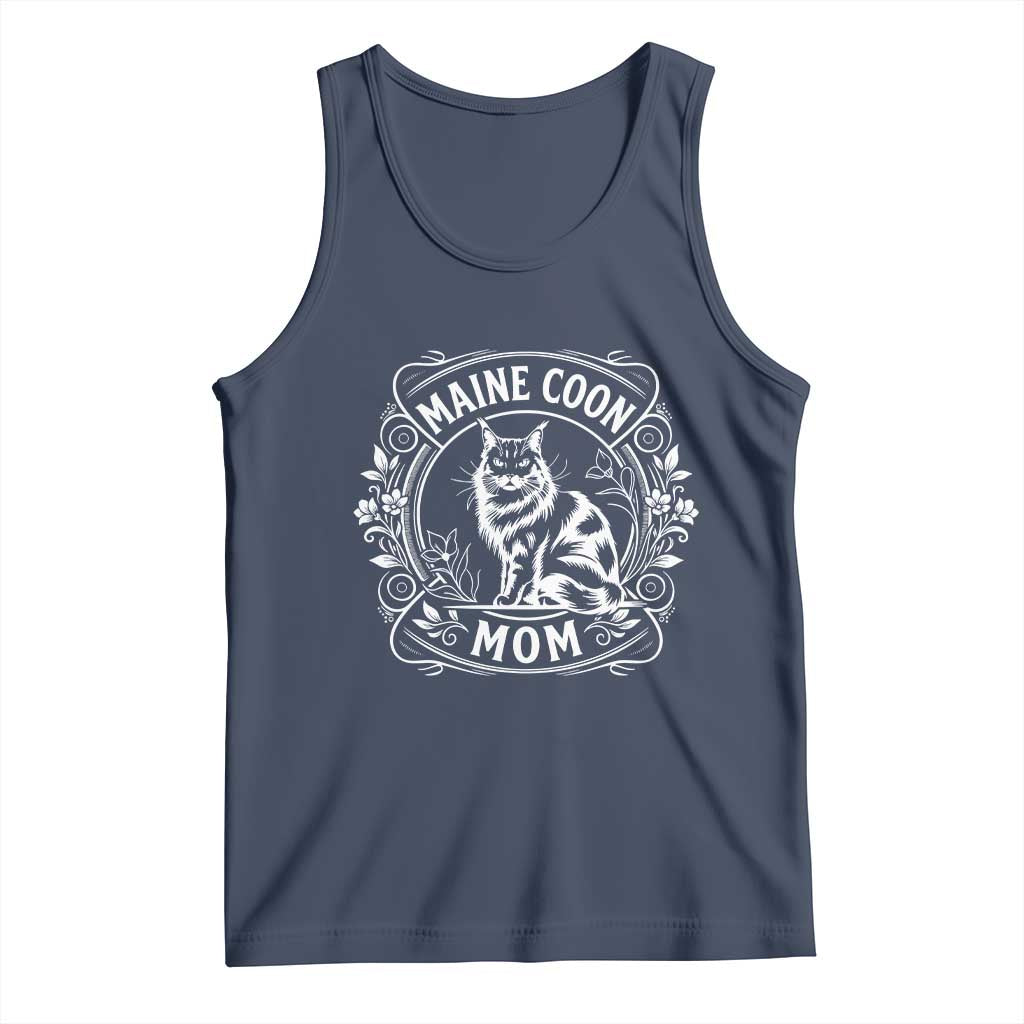 Vintage Floral Maine Coon Tank Top Mothers Day Cat Mom Gift