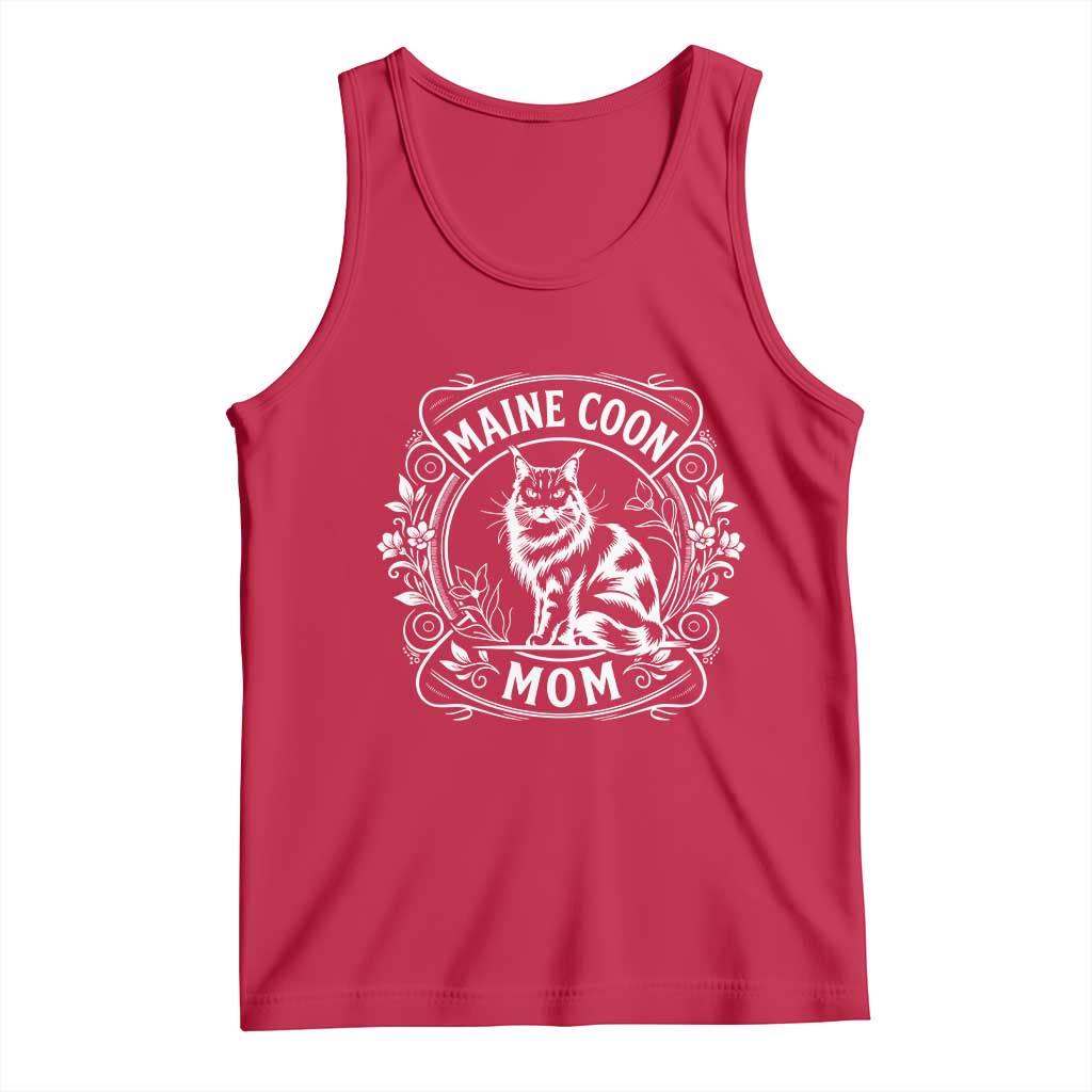 Vintage Floral Maine Coon Tank Top Mothers Day Cat Mom Gift
