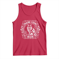 Vintage Floral Maine Coon Tank Top Mothers Day Cat Mom Gift
