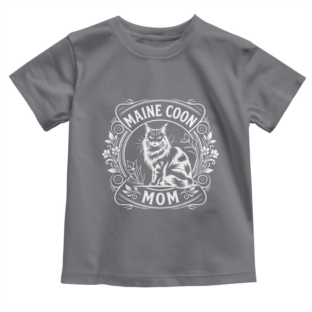 Vintage Floral Maine Coon Toddler T Shirt Mothers Day Cat Mom Gift