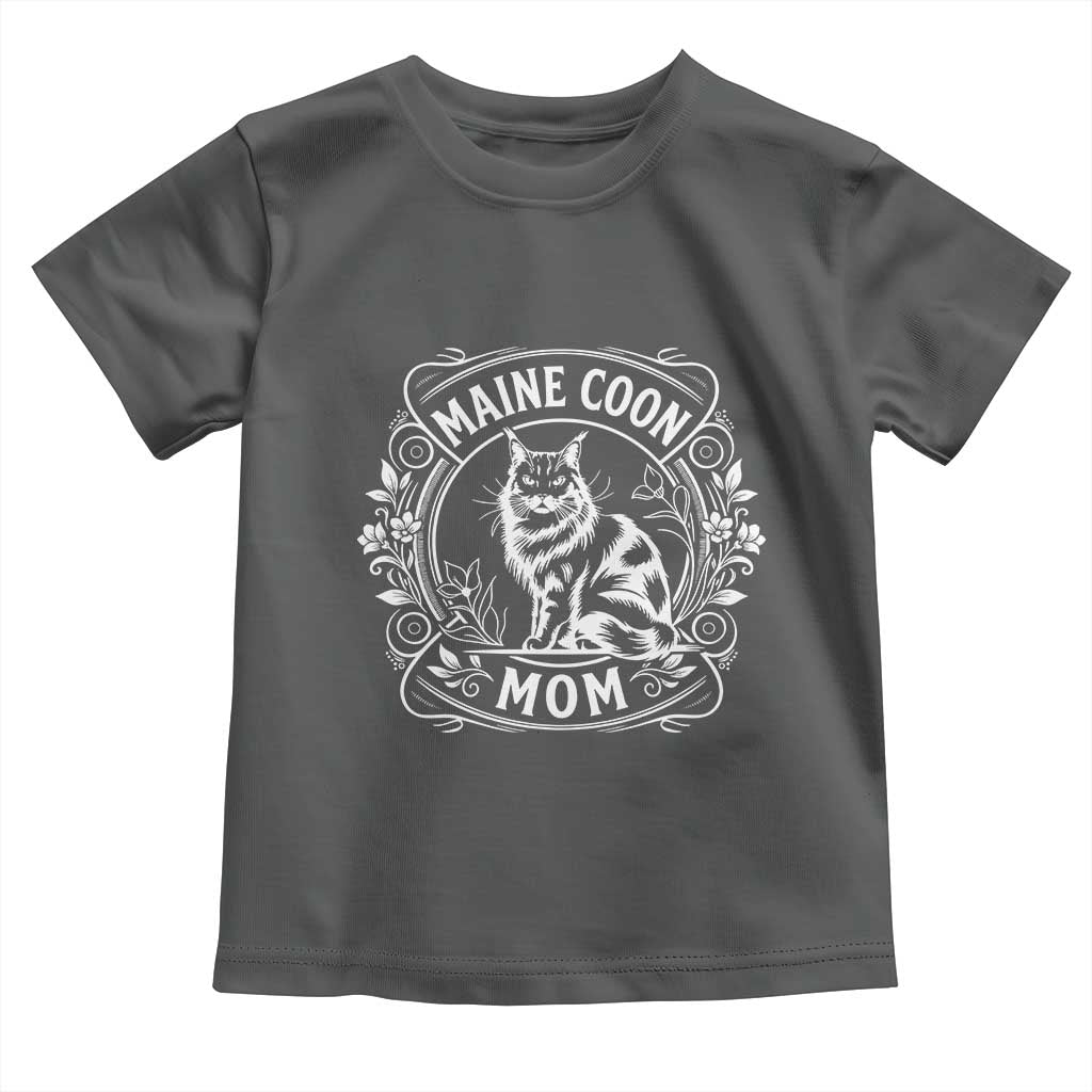 Vintage Floral Maine Coon Toddler T Shirt Mothers Day Cat Mom Gift