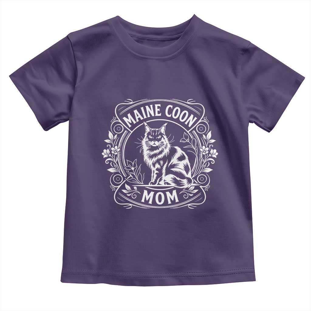 Vintage Floral Maine Coon Toddler T Shirt Mothers Day Cat Mom Gift