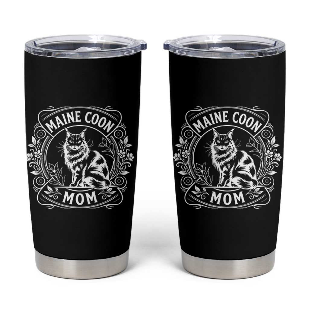 Vintage Floral Maine Coon Tumbler Cup Mothers Day Cat Mom Gift