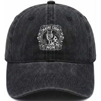 Vintage Floral Maine Coon Washed Cotton Baseball Cap Mothers Day Cat Mom Gift
