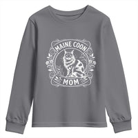 Vintage Floral Maine Coon Youth Sweatshirt Mothers Day Cat Mom Gift