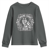 Vintage Floral Maine Coon Youth Sweatshirt Mothers Day Cat Mom Gift
