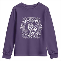 Vintage Floral Maine Coon Youth Sweatshirt Mothers Day Cat Mom Gift