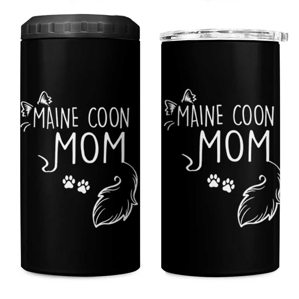 Maine Coon Mom 4 in 1 Can Cooler Tumbler Large Breed Cat Lover Silhouette Gift
