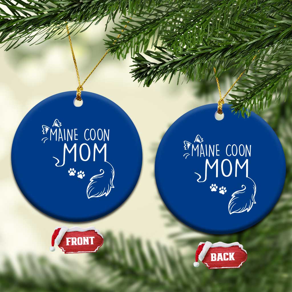 Maine Coon Mom Ceramic Ornament Large Breed Cat Lover Silhouette Gift