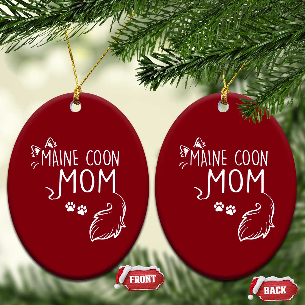 Maine Coon Mom Ceramic Ornament Large Breed Cat Lover Silhouette Gift