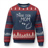 Maine Coon Mom Ugly Christmas Sweater Large Breed Cat Lover Silhouette Gift