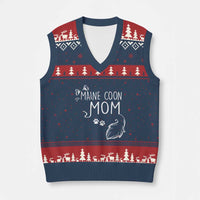 Maine Coon Mom V-Neck Knit Sweater Vest Large Breed Cat Lover Silhouette Gift