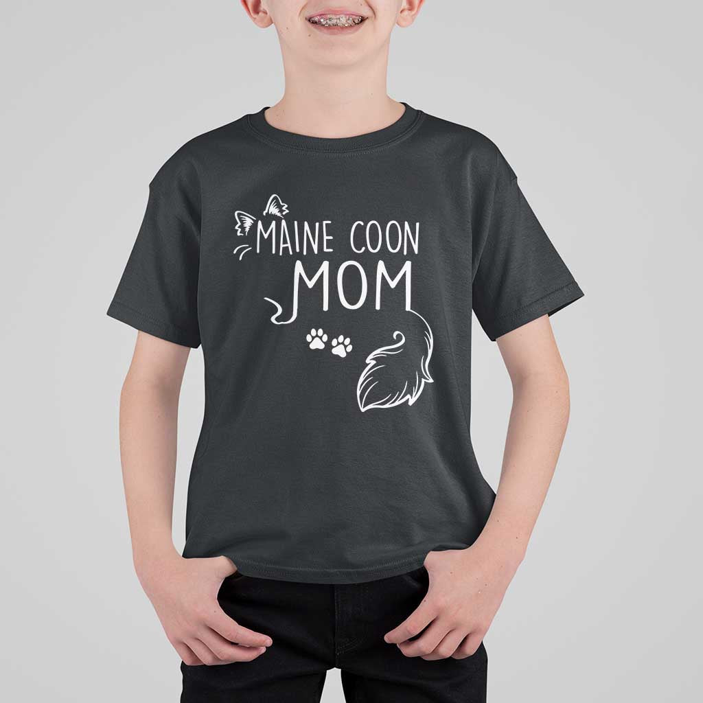 Maine Coon Mom T Shirt For Kid Large Breed Cat Lover Silhouette Gift