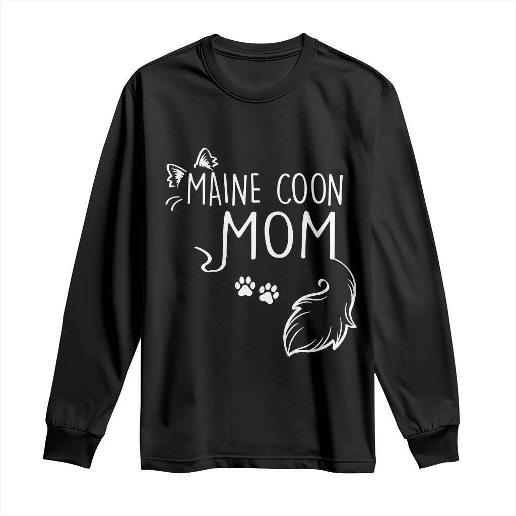 Maine Coon Mom Long Sleeve Shirt Large Breed Cat Lover Silhouette Gift
