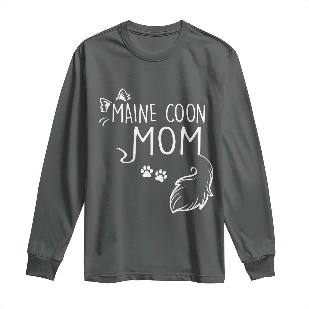 Maine Coon Mom Long Sleeve Shirt Large Breed Cat Lover Silhouette Gift