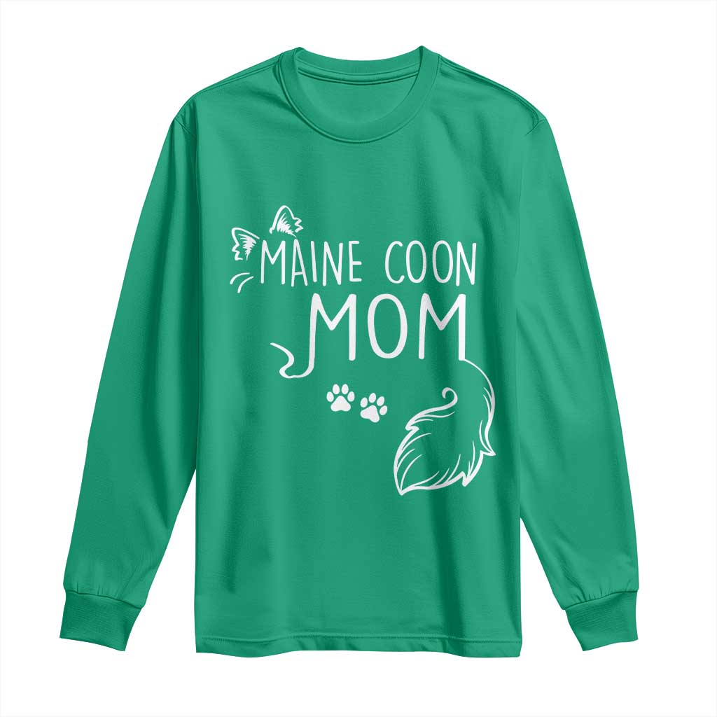Maine Coon Mom Long Sleeve Shirt Large Breed Cat Lover Silhouette Gift