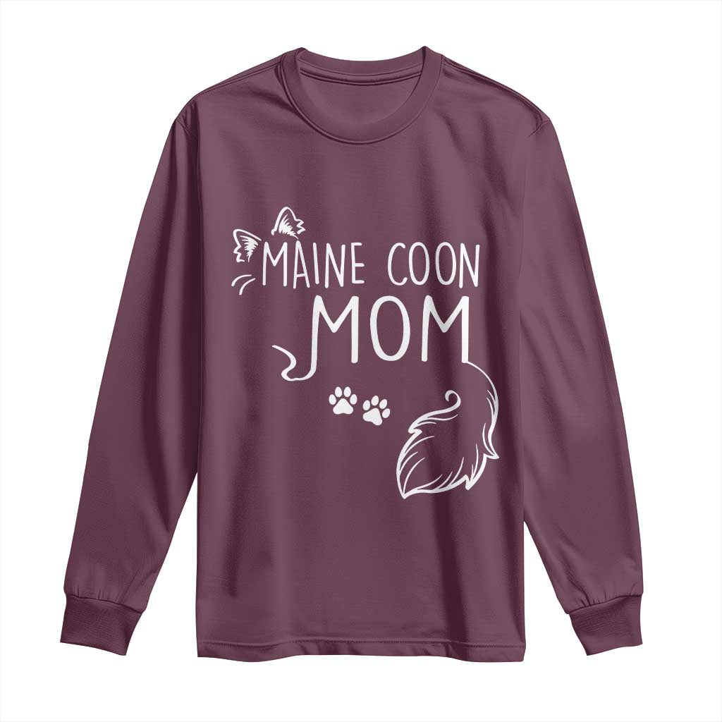 Maine Coon Mom Long Sleeve Shirt Large Breed Cat Lover Silhouette Gift