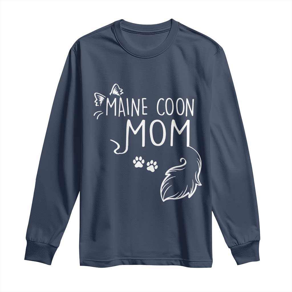 Maine Coon Mom Long Sleeve Shirt Large Breed Cat Lover Silhouette Gift