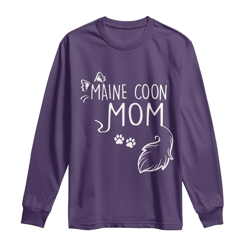 Maine Coon Mom Long Sleeve Shirt Large Breed Cat Lover Silhouette Gift
