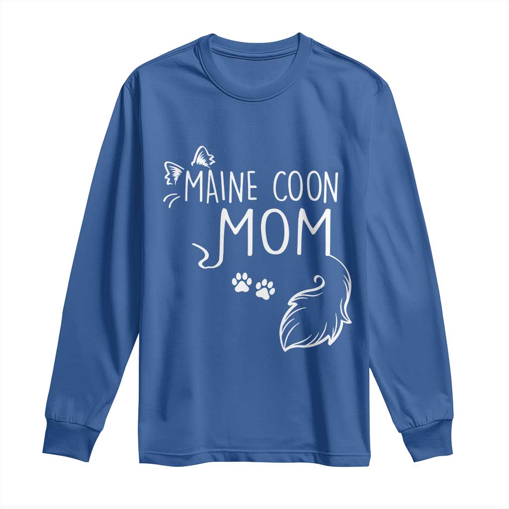 Maine Coon Mom Long Sleeve Shirt Large Breed Cat Lover Silhouette Gift