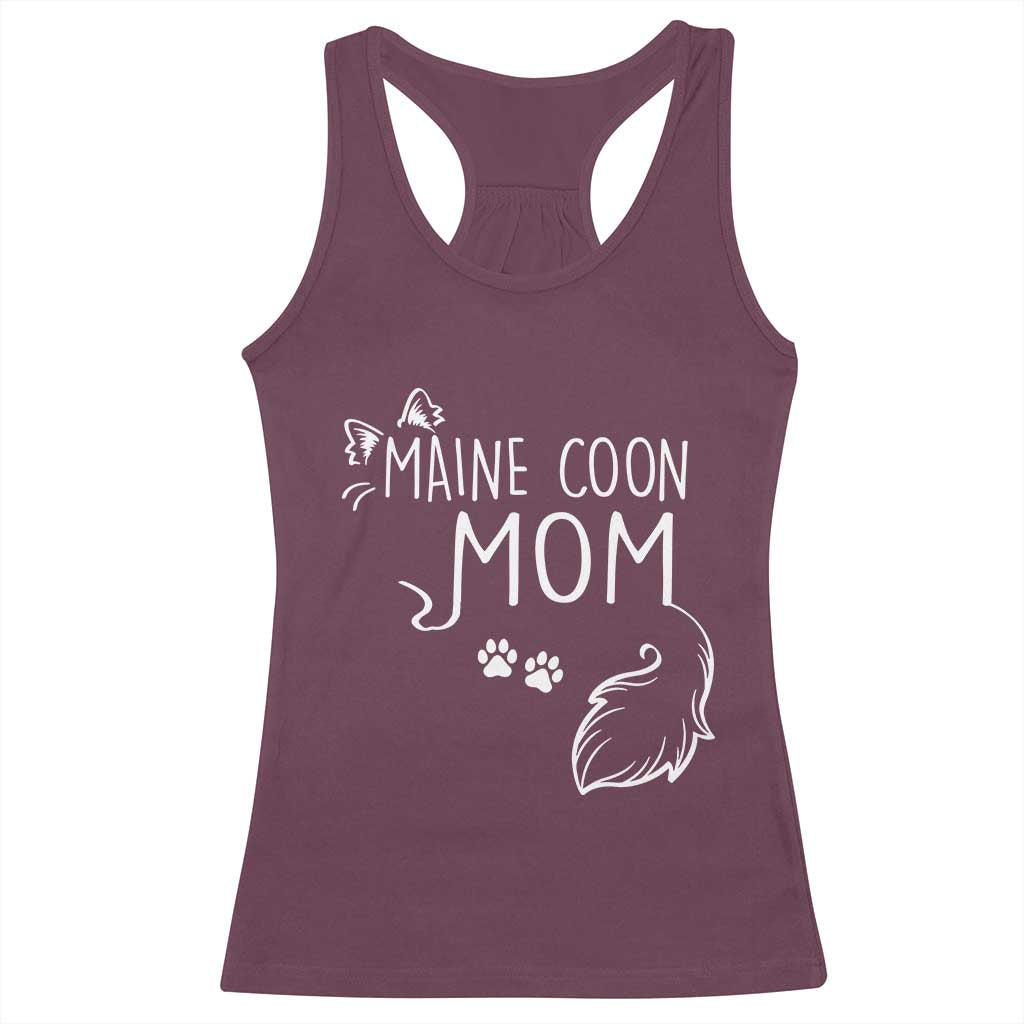 Maine Coon Mom Racerback Tank Top Large Breed Cat Lover Silhouette Gift