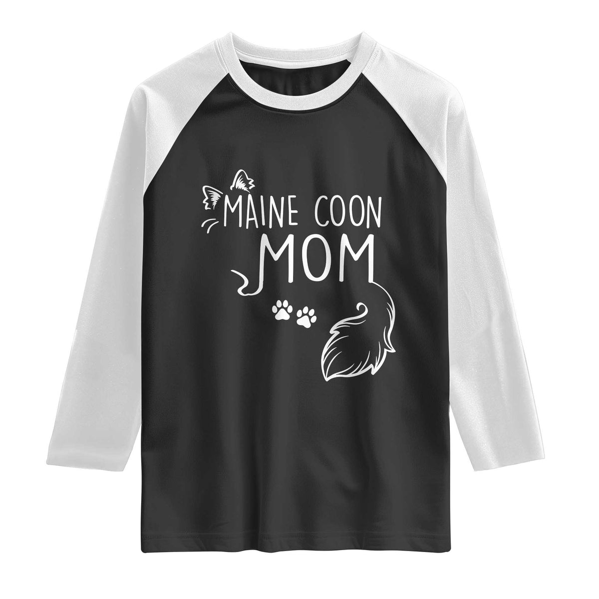 Maine Coon Mom Raglan Shirt Large Breed Cat Lover Silhouette Gift