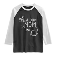 Maine Coon Mom Raglan Shirt Large Breed Cat Lover Silhouette Gift
