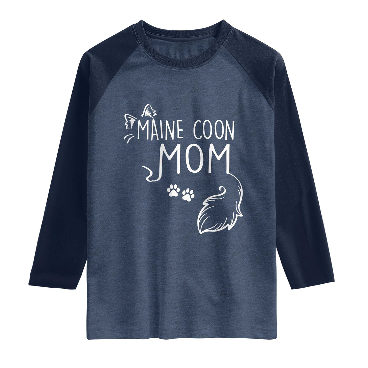 Maine Coon Mom Raglan Shirt Large Breed Cat Lover Silhouette Gift