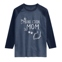Maine Coon Mom Raglan Shirt Large Breed Cat Lover Silhouette Gift