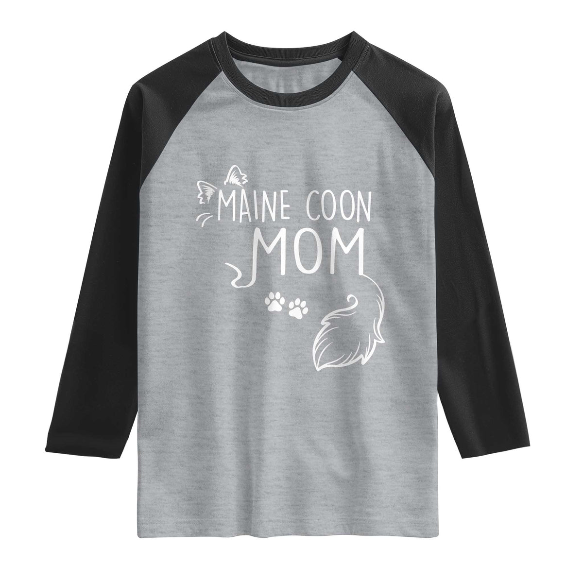 Maine Coon Mom Raglan Shirt Large Breed Cat Lover Silhouette Gift