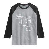 Maine Coon Mom Raglan Shirt Large Breed Cat Lover Silhouette Gift