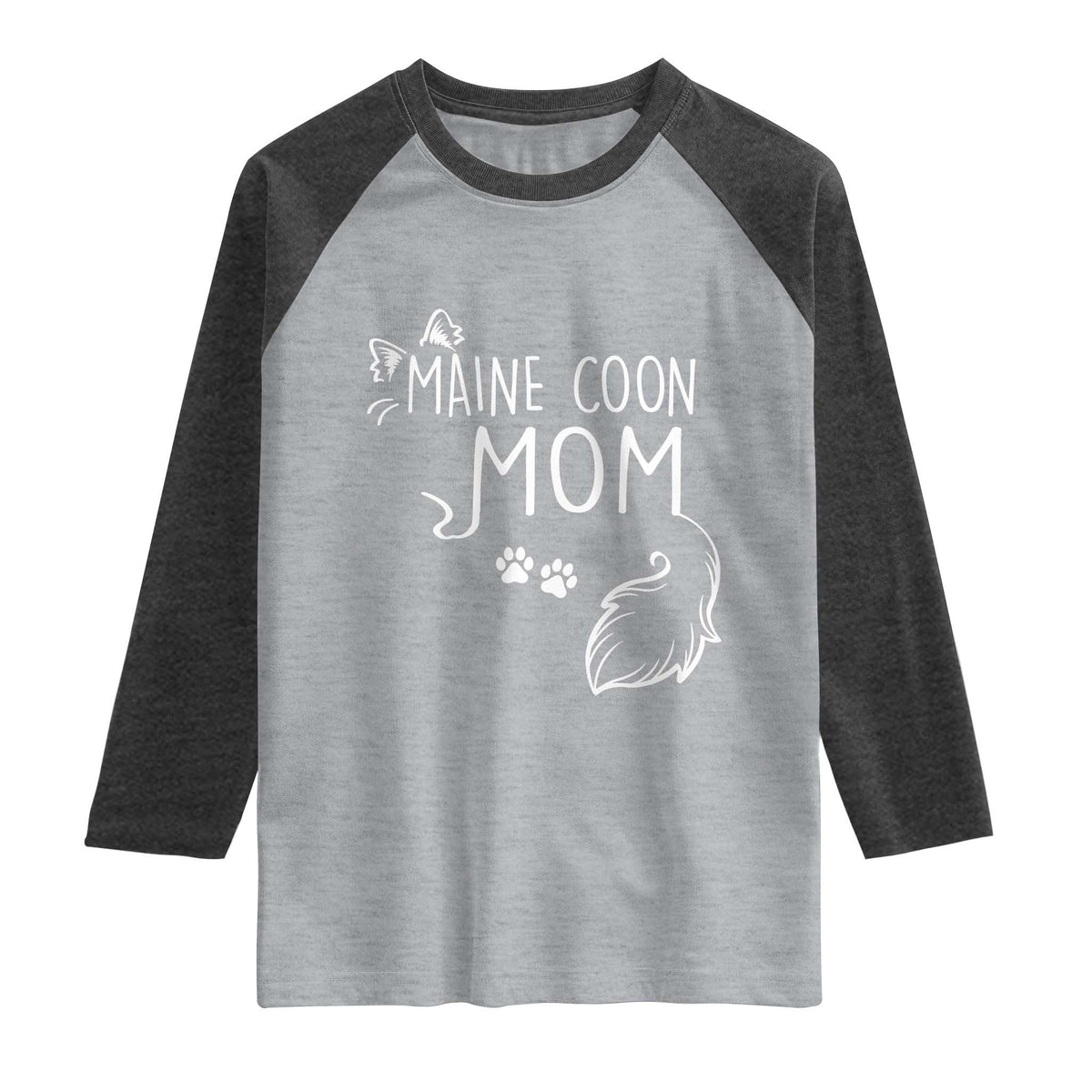 Maine Coon Mom Raglan Shirt Large Breed Cat Lover Silhouette Gift