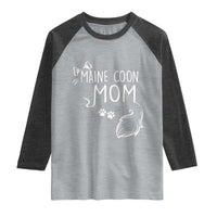 Maine Coon Mom Raglan Shirt Large Breed Cat Lover Silhouette Gift