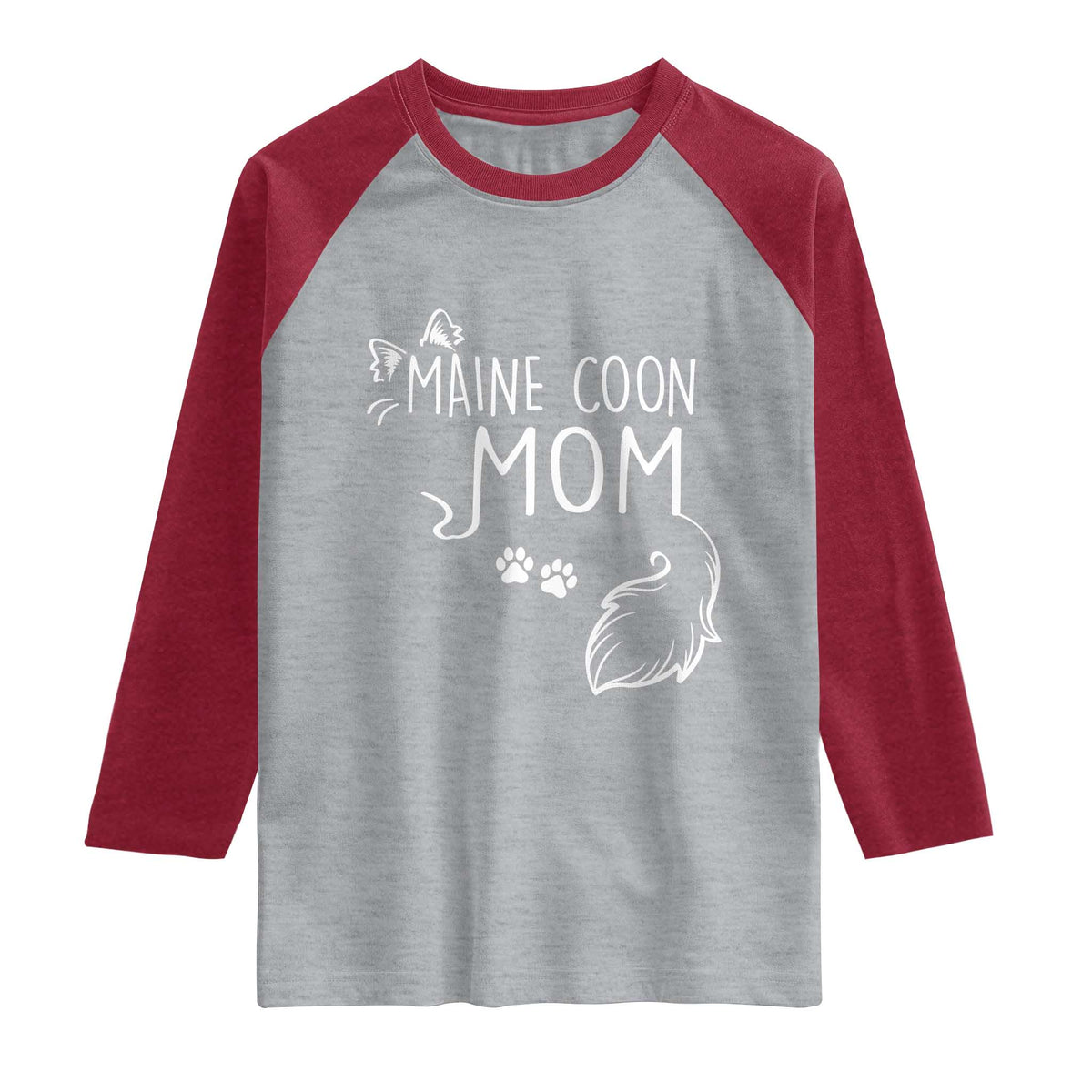Maine Coon Mom Raglan Shirt Large Breed Cat Lover Silhouette Gift