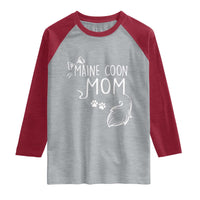 Maine Coon Mom Raglan Shirt Large Breed Cat Lover Silhouette Gift