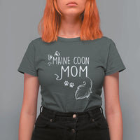 Maine Coon Mom T Shirt For Women Large Breed Cat Lover Silhouette Gift