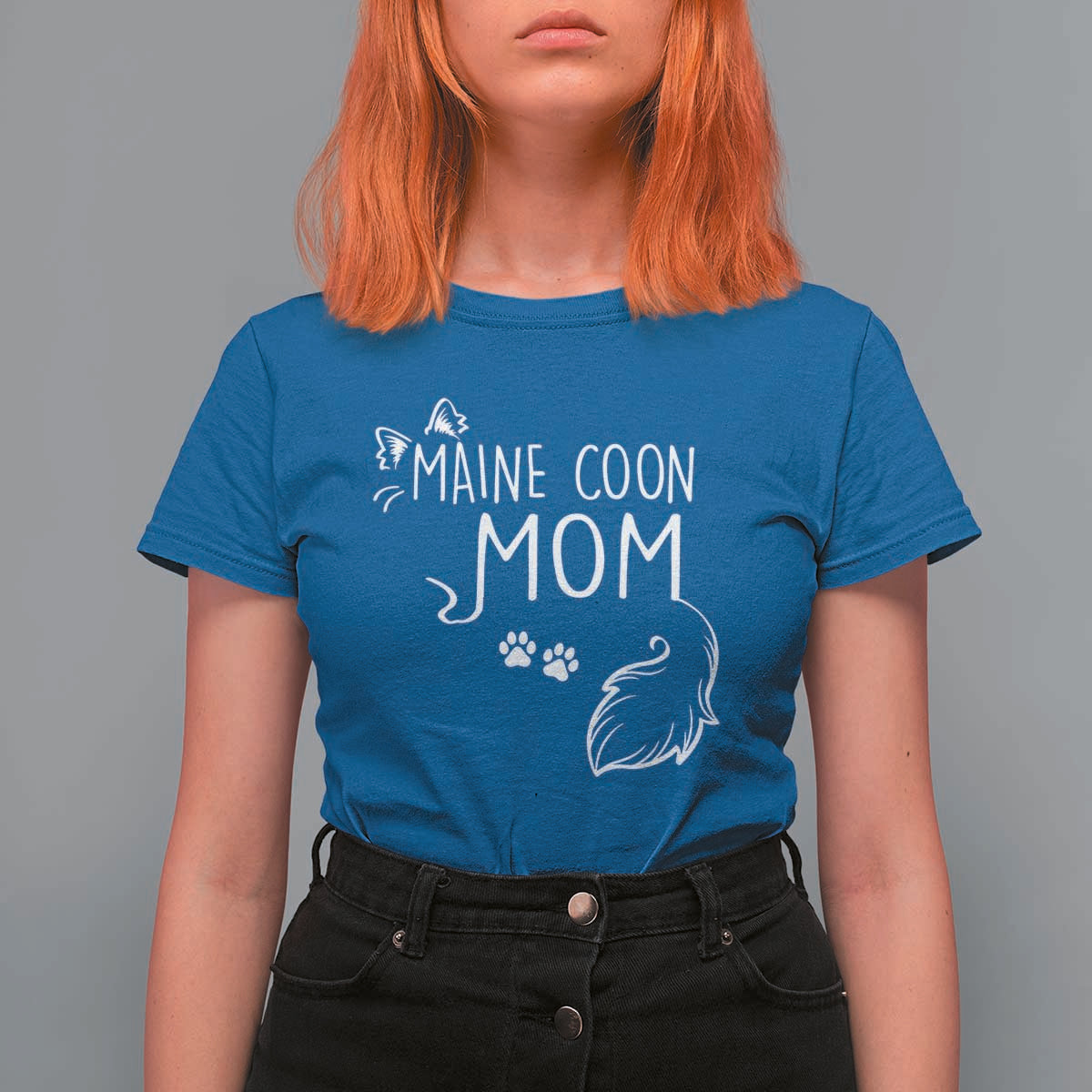 Maine Coon Mom T Shirt For Women Large Breed Cat Lover Silhouette Gift