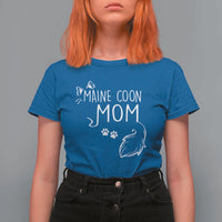 Maine Coon Mom T Shirt For Women Large Breed Cat Lover Silhouette Gift