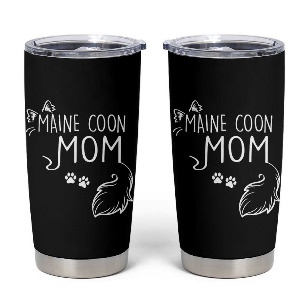 Maine Coon Mom Tumbler Cup Large Breed Cat Lover Silhouette Gift